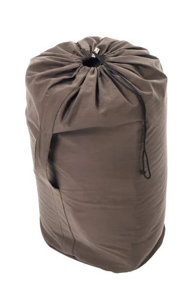 Beyaz bir arka plan üzerinde izole kahverengi sızan çanta — Stok fotoğraf