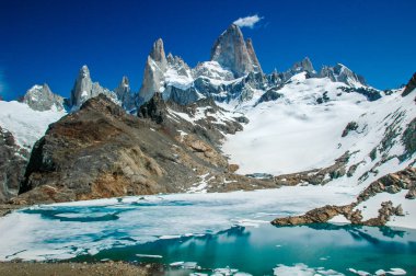 Fitz Roy dağ gölü ile