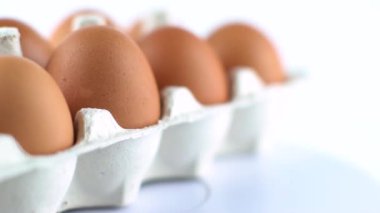 Beyaz izole kahverengi kabuğu ile yumurta