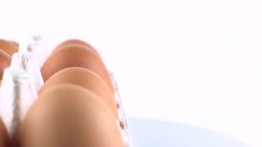 Beyaz izole kahverengi kabuğu ile yumurta