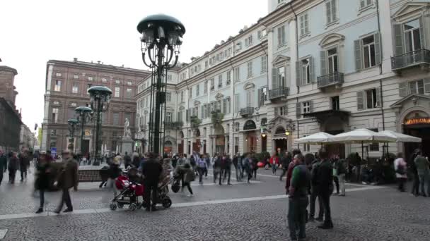 Tempo Carignano Square Torino Itália — Vídeo de Stock
