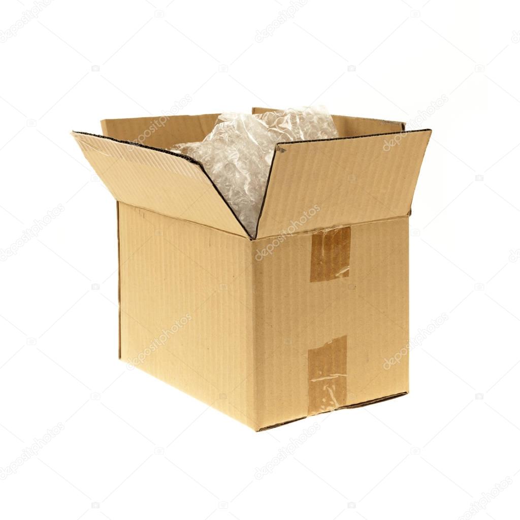 Open cardboard delivery box