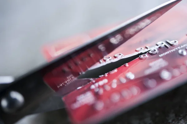 Credit card being cut — Stock Photo, Image