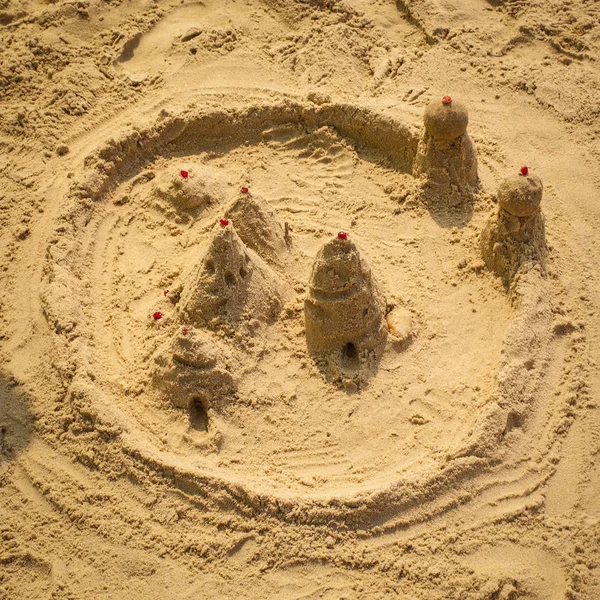 Sand castle on the beach — Stock Photo, Image