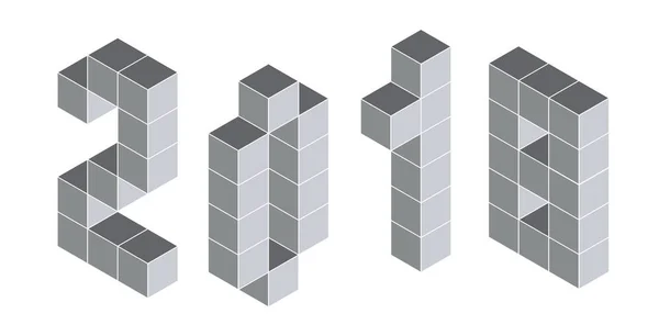 Chiffres 2018 à partir de cubes isométriques — Image vectorielle