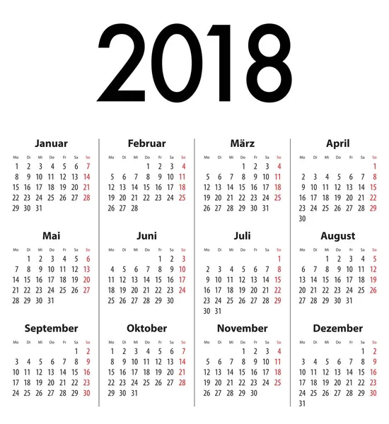 Kalenderblatt 2018 mf — Stockvektor