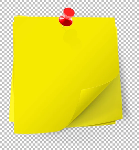 Notes collantes colorées attachées avec broche rouge sur fond transparent — Image vectorielle