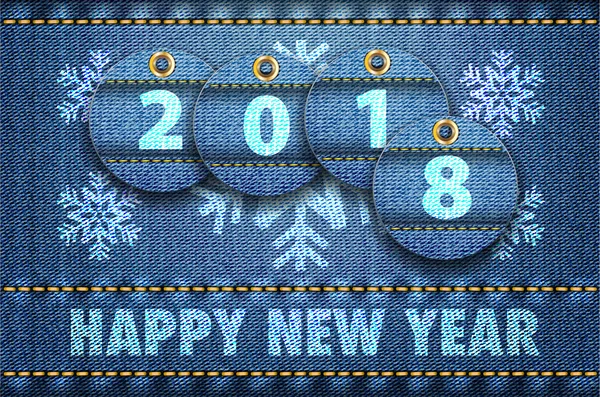 2016 yıl basamak ve mutlu yeni yıl tebrik kot üzerinde geri — Stok Vektör