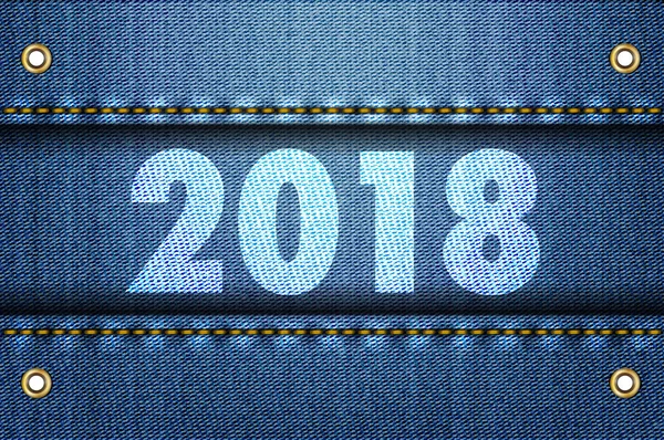 2018 Ziffern auf Blue Jeans Hintergrund — Stockvektor