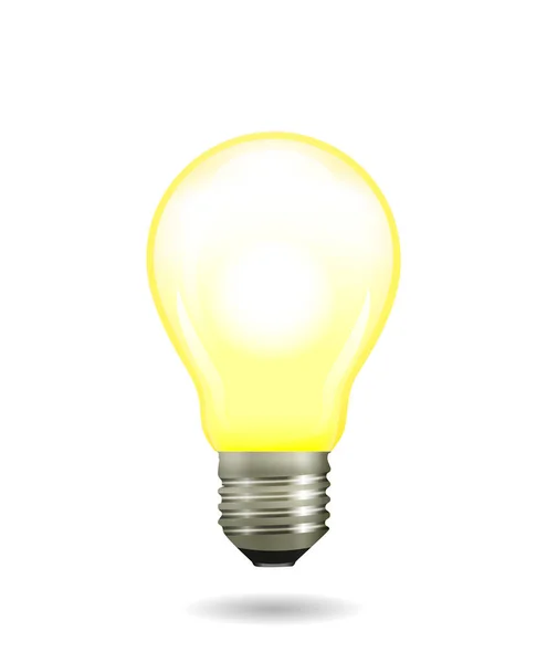 Jasně svítící a zářící žlutá žárovka — Stockový vektor