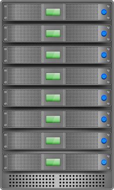 Servers in installed in rack clipart