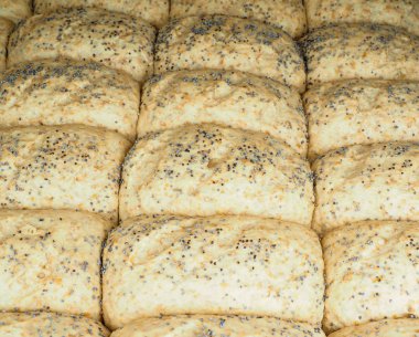 Haşhaş tohumu çiğ rulo geçirmez closeup