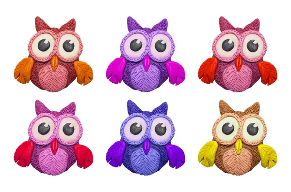 Cartoon clay owls — Stock Photo, Image