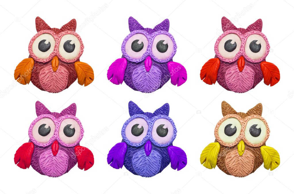Cartoon clay owls