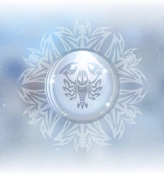 Vector snow globe with zodiac sign Cancer — Stock Vector
