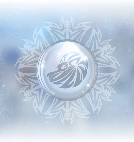 Vector snow globe with zodiac sign Leo — Stock Vector