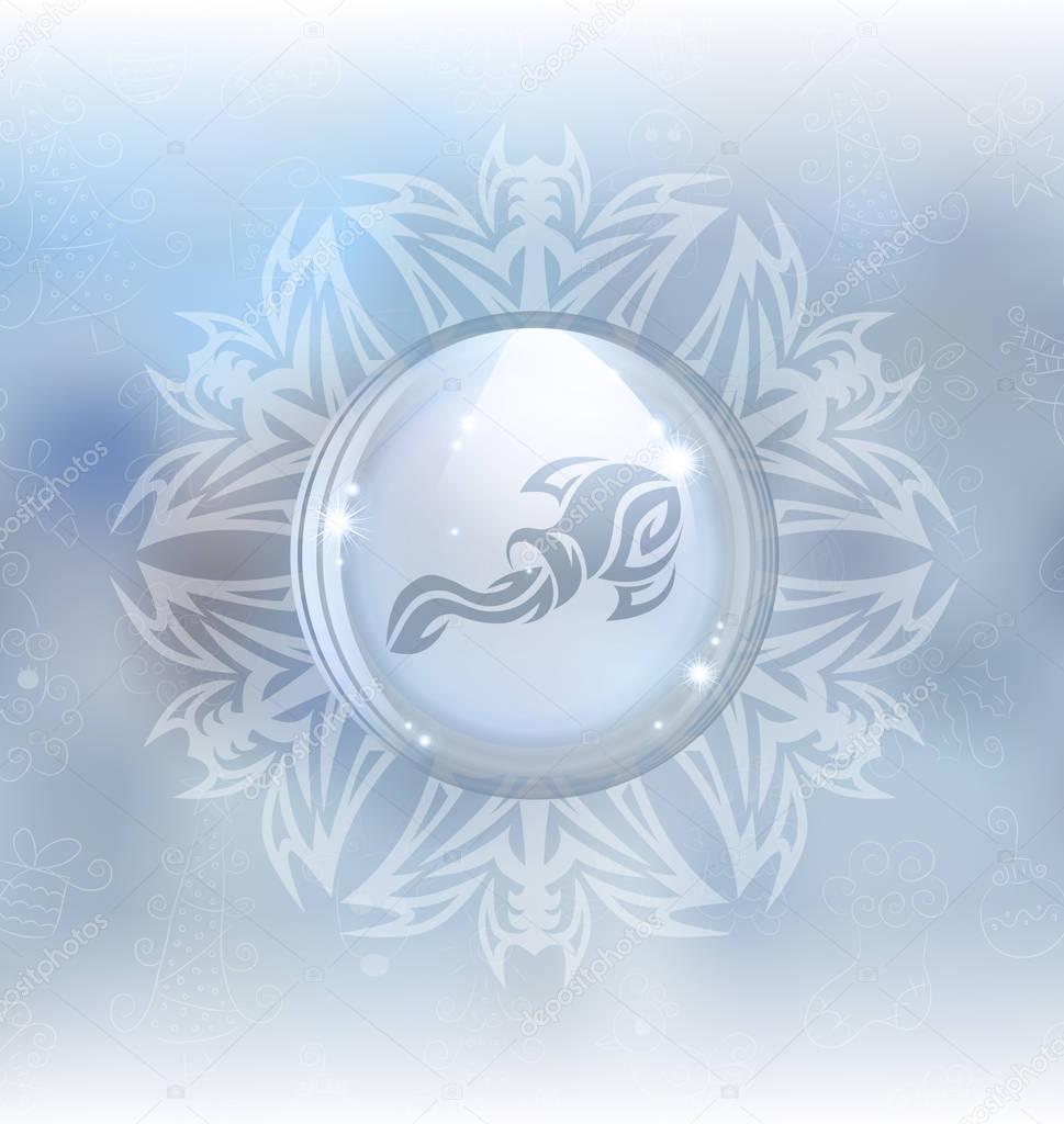 Vector snow globe with zodiac sign Aquarius