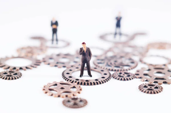 Conceptual Photo Gears Toy People Business Law Political Concept Which — Stock Photo, Image