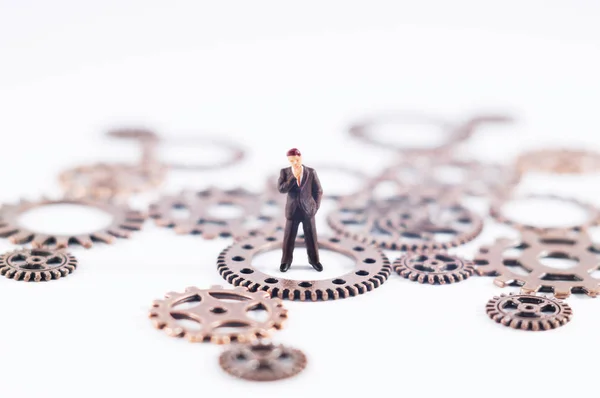 Conceptual Photo Gears Toy Person Business Law Political Concept Which — Stock Photo, Image