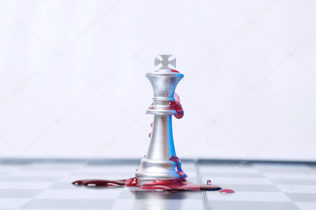Conceptual photo of a single chess piece on a chessboard. Business, law or political concept. Selective focus.