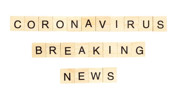Orden Coronavirus Breaking News Stavas Med Bokstäver Kakel Den Vita — Stockfoto