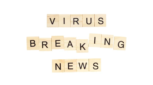 Λέξεις Virus Breaking News Γράφτηκαν Γράμματα Στο Λευκό Φόντο — Φωτογραφία Αρχείου