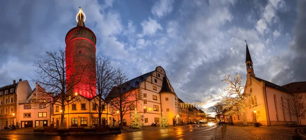 Gamla bayerska staden Kitzingen am Main under julen Stockfoto