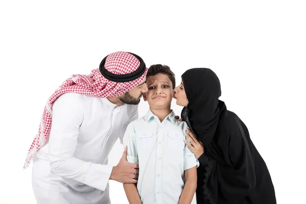 Arabisk Familj Vit Bakgrund — Stockfoto