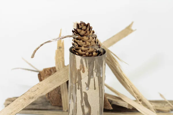 Fire Starter Made Cones Cardboard Wax — Stockfoto