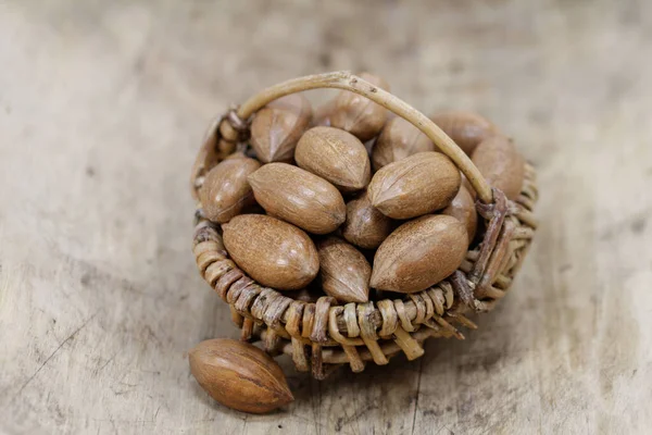 Pecan Nuts Basket — Stock Photo, Image