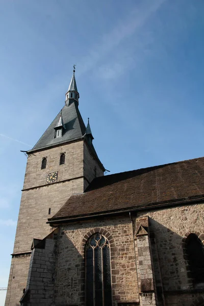 Uitzicht Stad Rond Kerk Markt Nieheim — Stockfoto