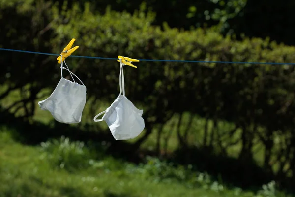 mouth nasal mask after washing on the line