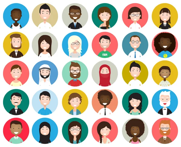 Set of diverse round avatars Royalty Free Stock Vectors