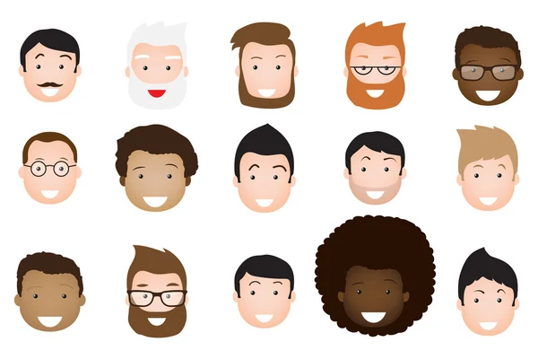 Set di icone avatar maschili vettoriali . — Vettoriale Stock