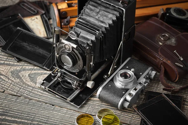 Alte Kameras in Großaufnahme — Stockfoto