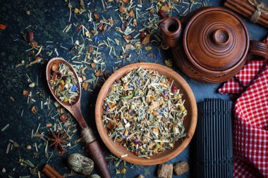 Çay sıcak içecek masada bileşiminde