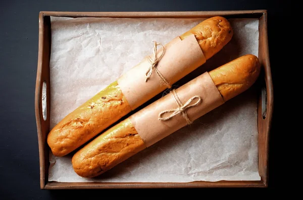 Pan Repostería Una Composición Con Accesorios Cocina Sobre Fondo Viejo —  Fotos de Stock