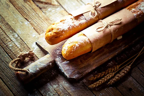 Pan Repostería Una Composición Con Accesorios Cocina Sobre Fondo Viejo — Foto de Stock