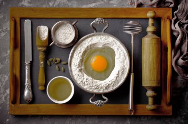 Eski bir arka plan üzerinde un ile hamur