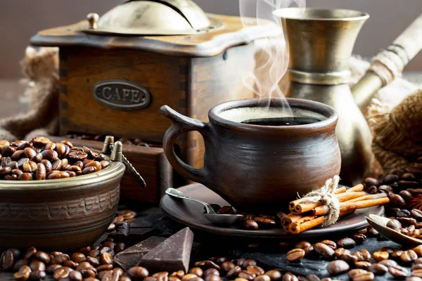 Black Coffee Beans Old Background — 스톡 사진