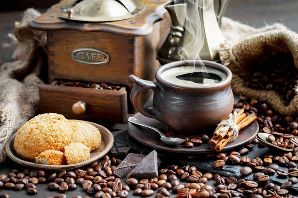Black Coffee Beans Old Background — Stock Photo, Image