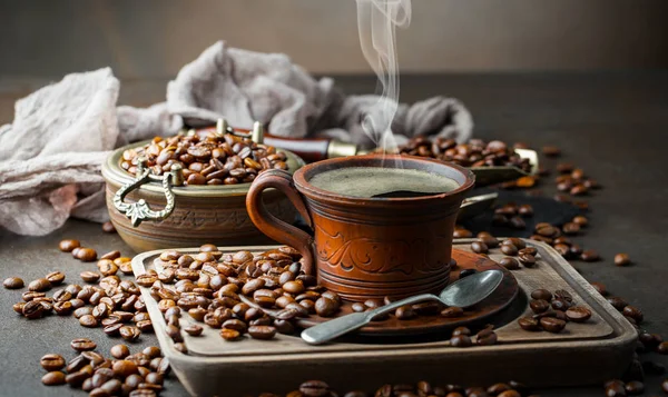 Chicchi Caffè Nero Vecchio Sfondo — Foto Stock