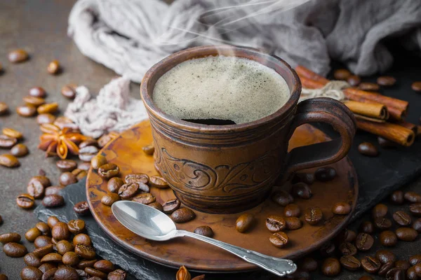 Chicchi Caffè Nero Vecchio Sfondo — Foto Stock