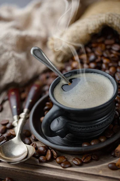 Café Una Taza Platillo Sobre Fondo Viejo — Foto de Stock