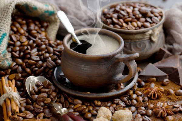 Caffè Una Tazza Piattino Vecchio Sfondo — Foto Stock