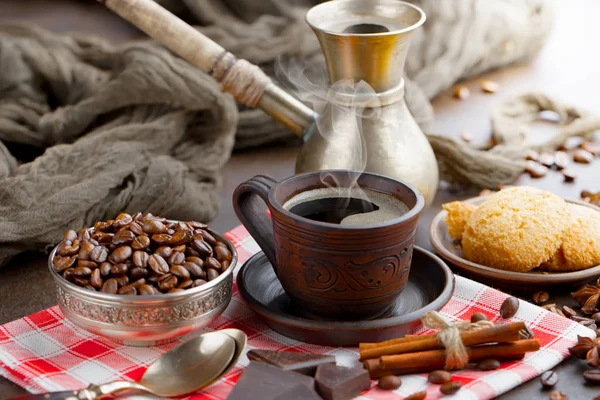 Caffè Una Tazza Piattino Vecchio Sfondo — Foto Stock