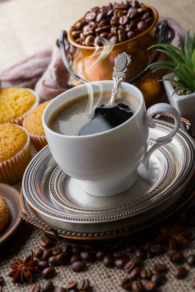 Café Una Taza Fondo Antiguo — Foto de Stock