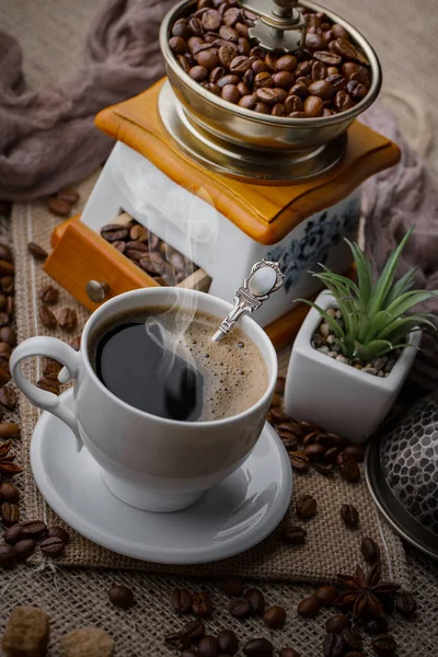 Café Una Taza Fondo Antiguo — Foto de Stock