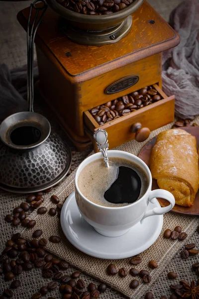 Kaffe Kopp Gammal Bakgrund — Stockfoto