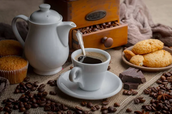 Kaffe Kopp Gammal Bakgrund — Stockfoto